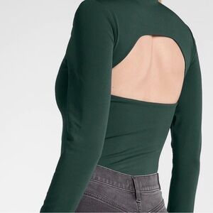 Express Body Contour Dark Green Mock
Neck Cutout Back Long Sleeved
Bodysuit - XS